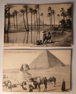 Postcards 2 Egypt Sphinx and Pyramids litho-graphs circa 1910 vg++ cond. p-12