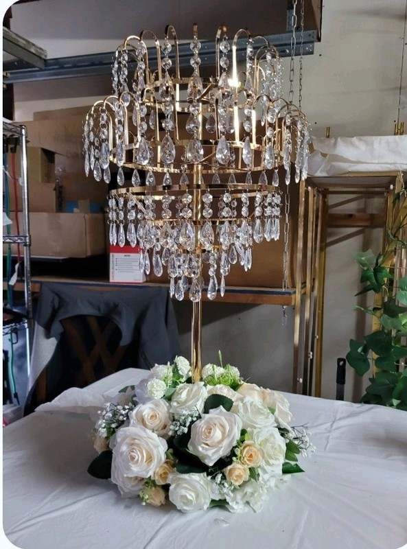 Gold & Clear Crystal Metal centerpiece 