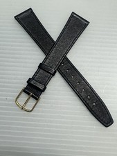 18 mm LONG BLACK VINTAGE 1960's GENUINE CALFSKIN LEATHER MEN'S WATCH BAND 8.5"