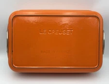 Vintage Orange Le Creuset Enameled Cast Iron Roasting Lasagna Pan Metal Handles 