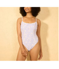 Women's Ruffle Trim Paisley Print Cheeky 1 Piece Swimsuit - Shade  Shore XL 16