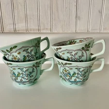 Adams Calyx Ware Black Label Singapore Bird Set Of 4 Coffee Cup Vintage