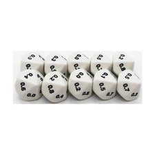 Koplow Dice d10 Decimal Dice - White w/Black (Tenths) (10) New