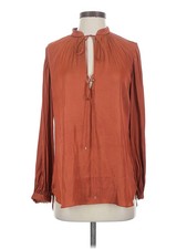 Halston Heritage Women Brown Long Sleeve Blouse S