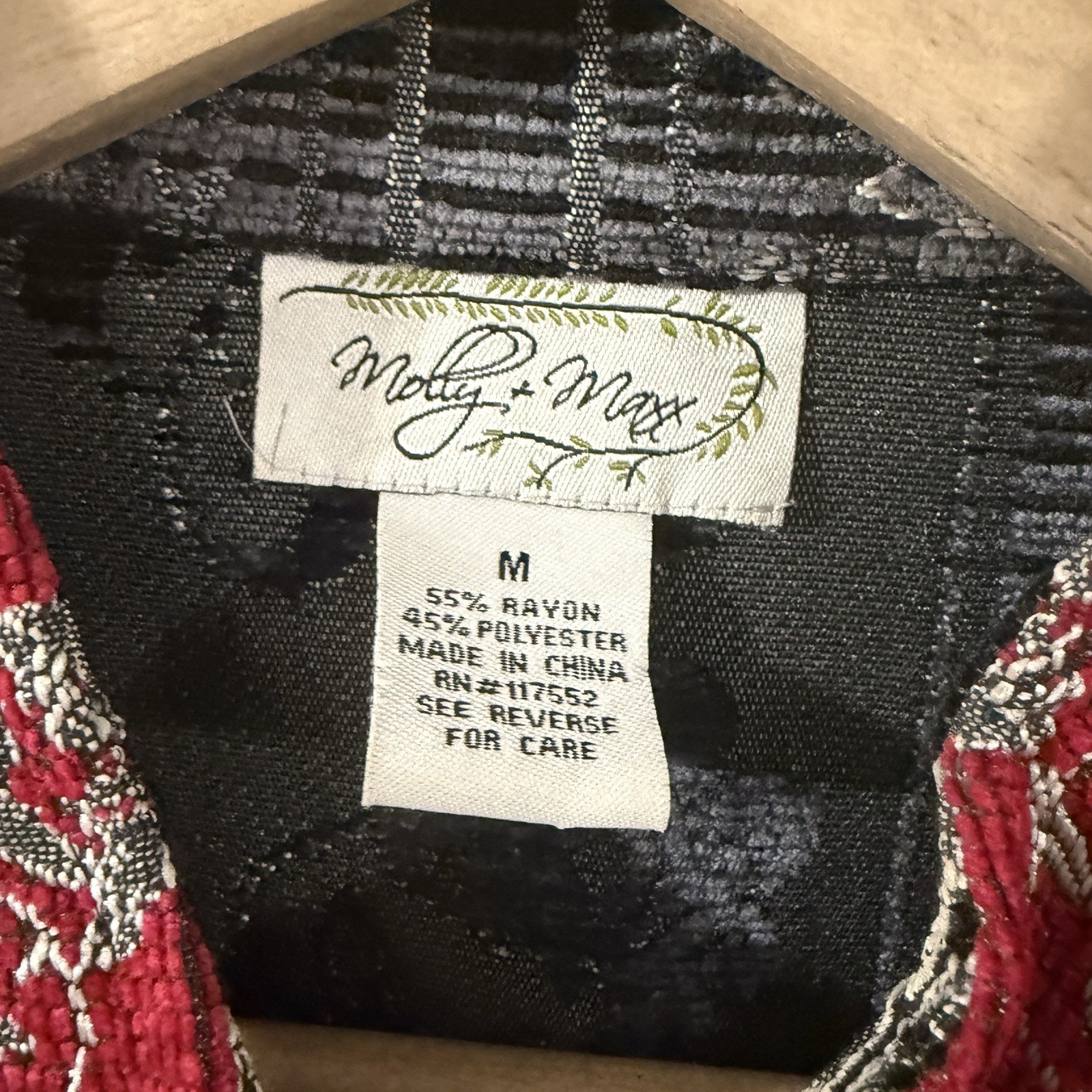 Boho Patchwork Tapestry Jacket Red Black Jacquard… - image 2