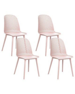 Esszimmerstühle im 4er Set aus Kunststoff rosa modern minimalistisch Emory