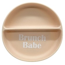 Bella Tunno Peach Divided Suction Plate BRUNCH BABE