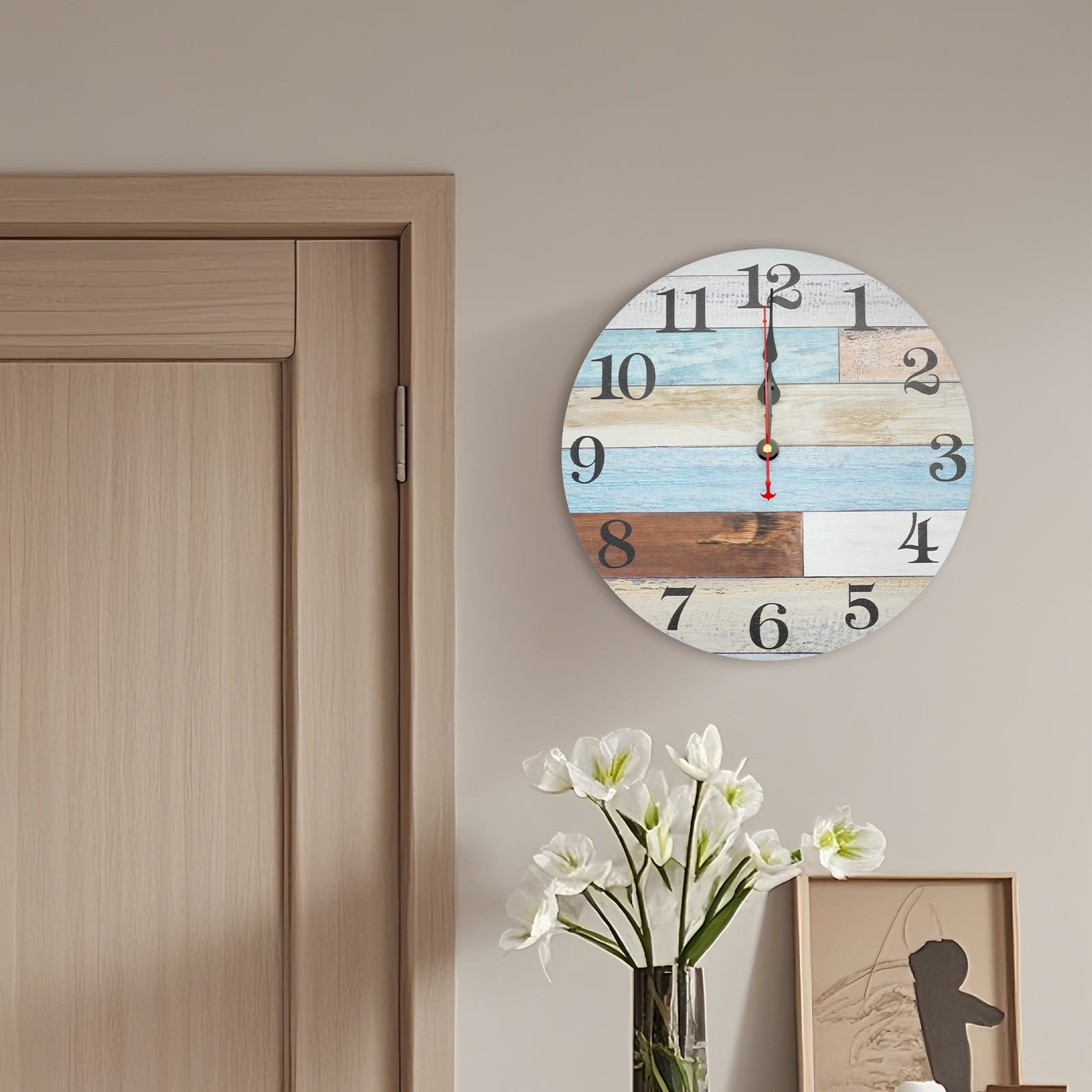 Wooden Rustic Wall Clock Battery Operated,us