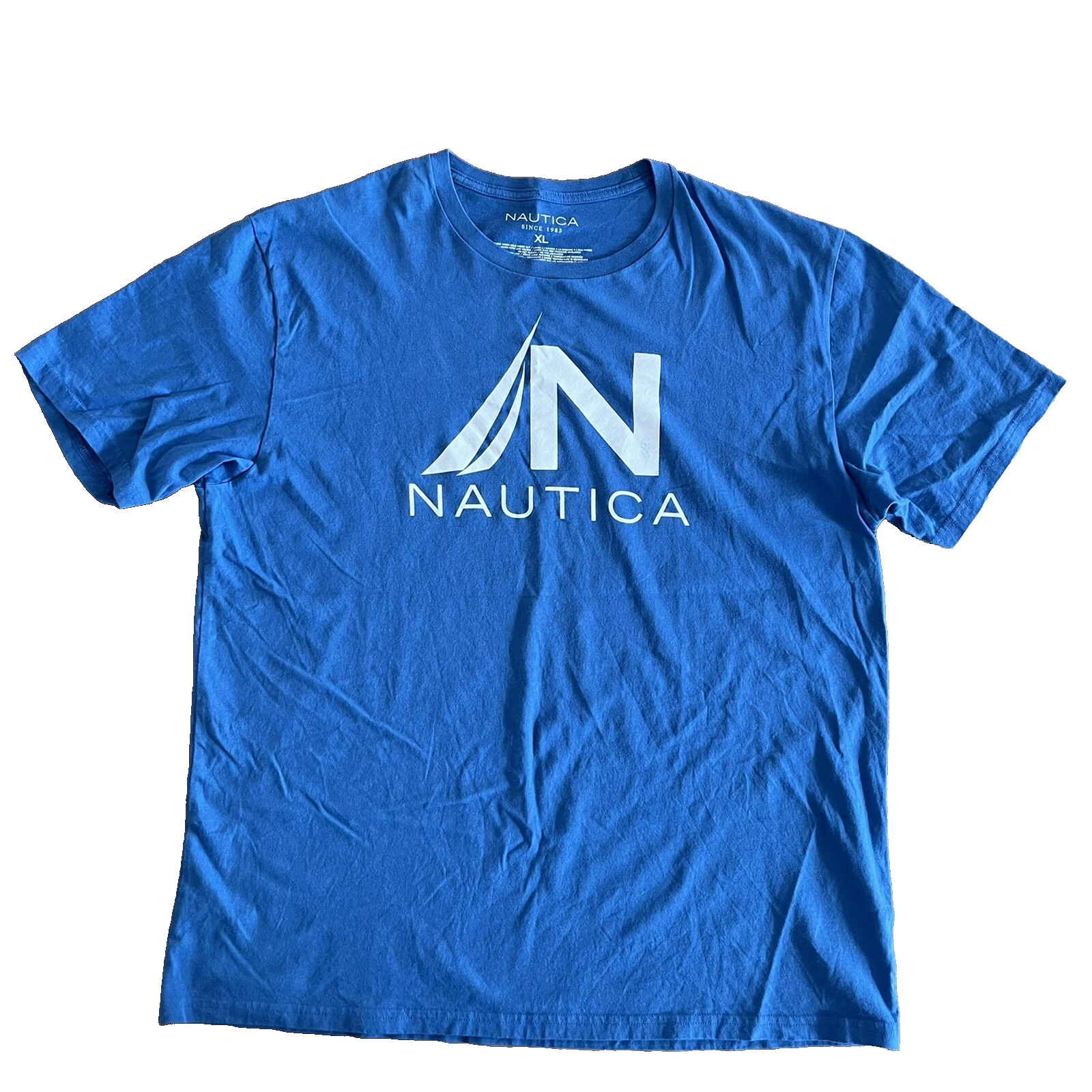 NAUTICA MENS TEE SHIRT XL BLUE & WHITE LOGO YACHT C2 RRP £55