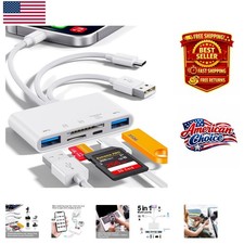 Ultra-Fast 5-in-1 Memory Card Reader with Charging Port for Seamless Transfers