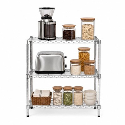 Honey-Can-Do 3-Tier Adjustable Shelf Storage Unit 200-lb Capacity, Chrome