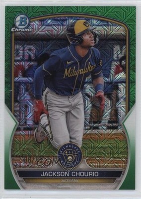 2023 Bowman Mega Box Green Mojo Refractor 8/99 Jackson Chourio #BCP-76 0t2c