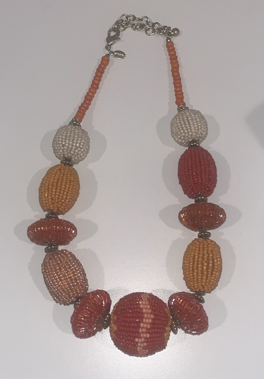 Chico's Orange Beaded Bold Adjustable Necklace 18… - image 1