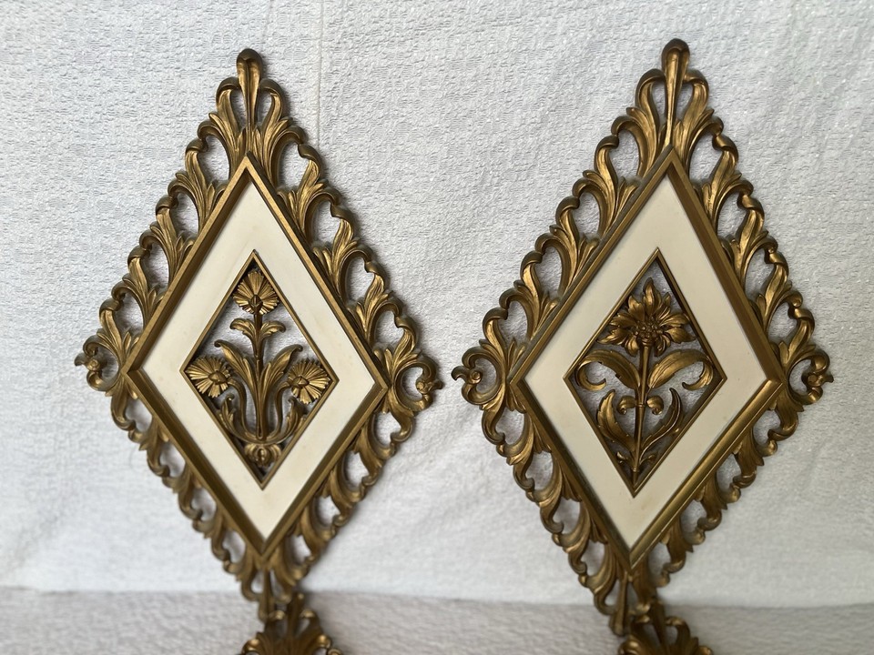 Vintage Made In USA 1960s Syroco Inc Diamond Floral Wall Decor (4) EUC ...