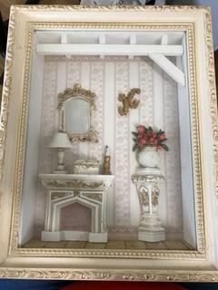 Vintage Victorian Inspired 3D Shadow Box Living Room 13 x 10 x 2.8" D