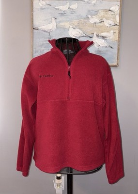Columbia Half Zip Fleece Unisex Red Pullover Size L EUC