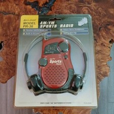 VTG Lenoxx Sound RED Sports Radio PR-35 Portable AM/FM With Headphones SEALED