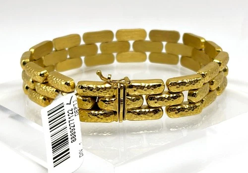 BELLEZZA Goldtone Bronze Hammered Stamato Panther-Link Chain Bracelet - NWT image 9