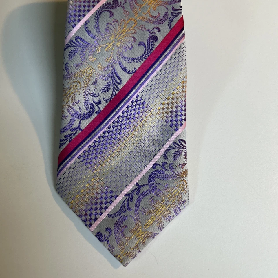 Corbata Carolina Bay para hombre cachemira púrpura rosa longitud clásica 56 pulgadas Foto 2 de 4