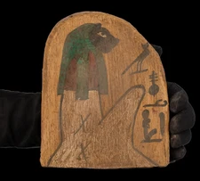 Ancient Egyptian Antiquities Wooden Stela Plaque Of Egyptian Goddess Sekhmet BC