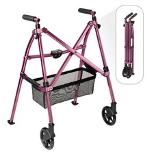 Walker Folding Mobility Aid Collapsible Travel Basket Regal Rose Lightweight