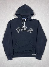 Polo Ralph Lauren Size Medium Hoodie Black Embroidered RL 67 Logo Pullover