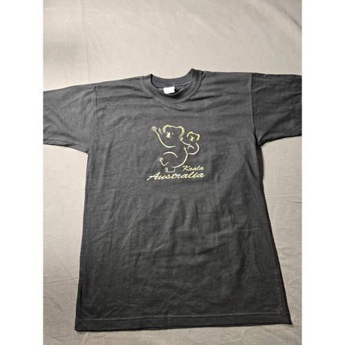 Down Under Souvenirs Koala Australia Embroidered Cotton T-Shirt Black Men Medium