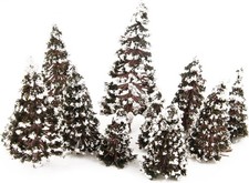16PCS Mixed Scale Model Cedar Trees Snow Diorama Train Railway Winter Scenery, H