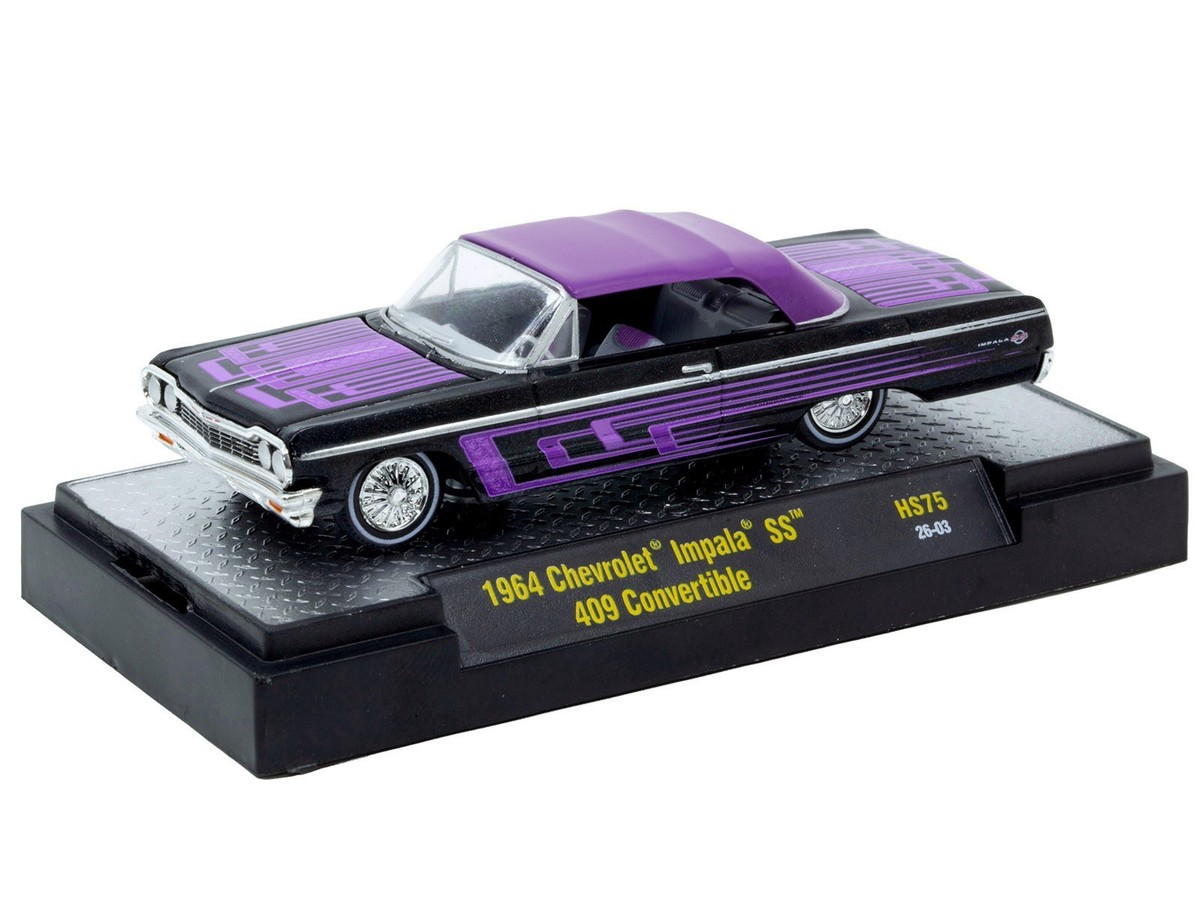 1964 CHEVROLET IMPALA SS 409 CONVERTIBLE BLACK 1/64 DIECAST CAR BY