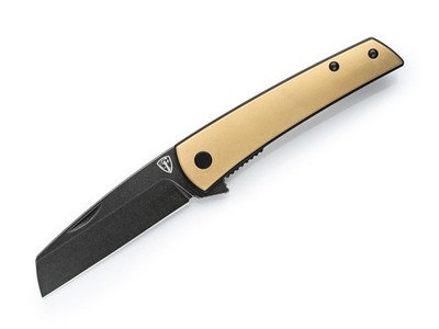 FINCH KNIVES BRASS HANDLE BLACK BLADE FINISH OXBOW FLIPPER OX800