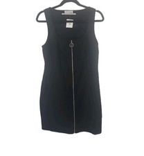 Urban Outfitters Junior Large Black Square Neck Full- Zippered Ponte Knit Dress