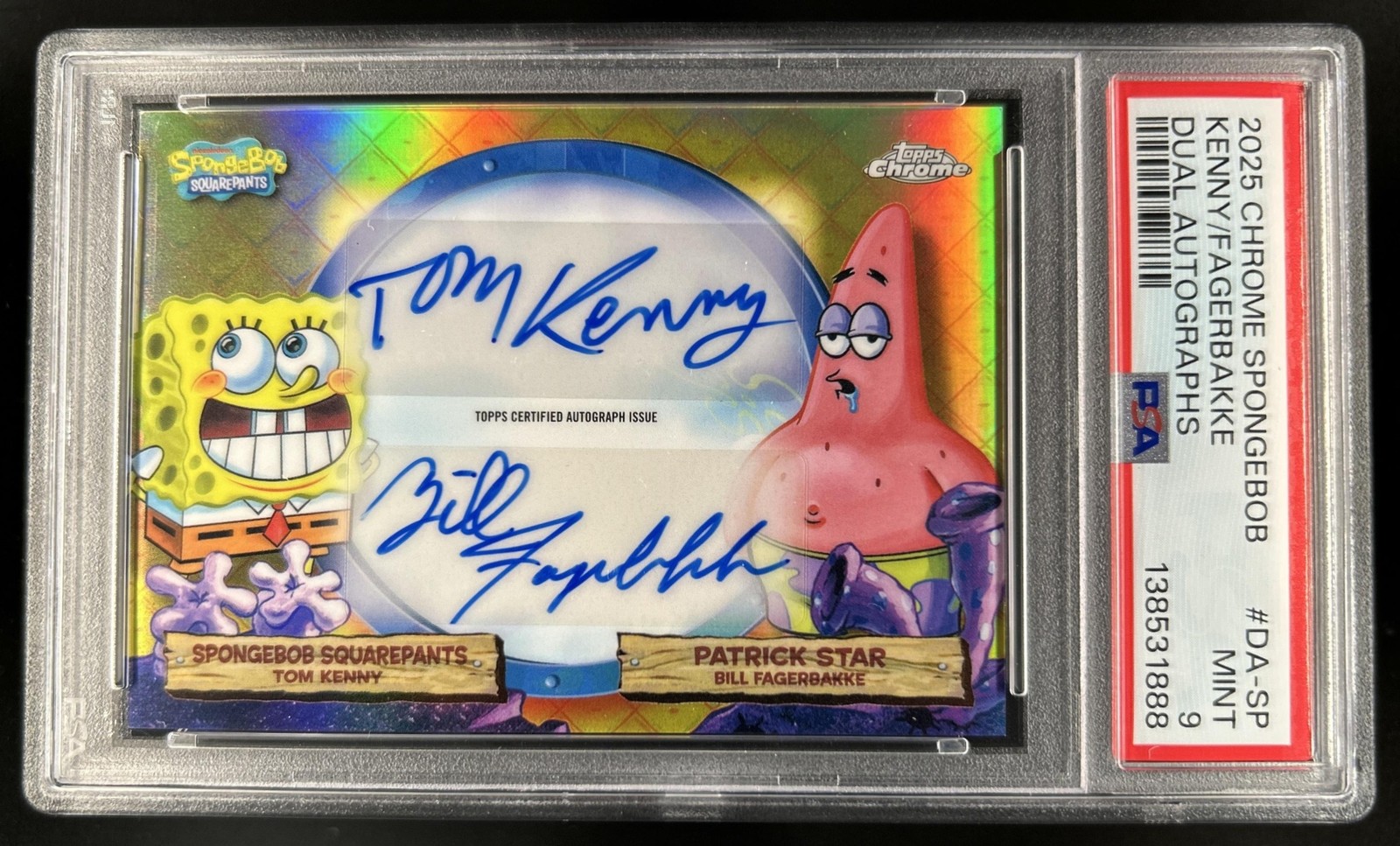 2025 Topps Chrome SpongeBob Tom Kenny Bill Fagerbakke Auto Patrick #DA-SP PSA 9 view 1