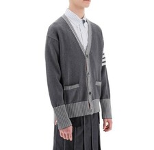 Thom Browne 4-Bar V-Neck Wool-Blend Hector Cardigan S