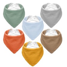NISXABEBE Muslin Baby Bibs,Soft Triangular 6 Pack, 6 Pack-sunshine