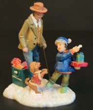 St. Nicholas Square Christmas Village Grandfather Grandson Puppy Dog Gifts