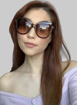 New Fashionista Oversized Cat Eye Brown Gradient Women s Sunglasses X2