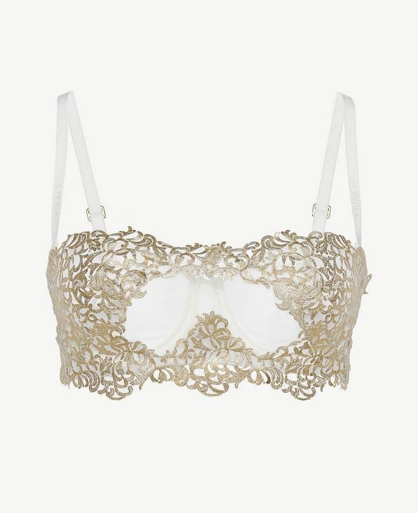 La Perla Metal Macrame Underwire Bra Shorty Panty 36B M Off White Gold $1084 thumbnail 4