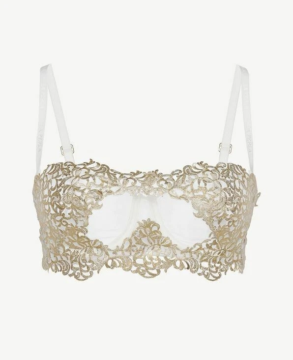 La Perla Metal Macrame Underwire Bra Shorty Panty 36B M Off White Gold $1084 - Image 4 of 4