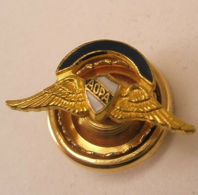 AOPA Aircraft Owners & Pilots Association Vintage Screw Back Lapel Pin