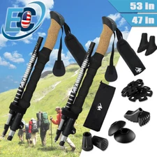2xCollapsible Trekking Poles Hiking Walking Sticks Folding Alpenstock Anti-shock
