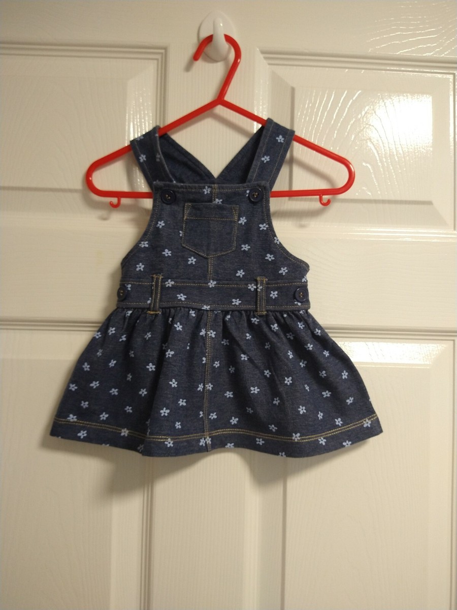 DEBENHAMS - Bluezoo Baby Girls, Blue Denim Printed Pinafore Dress, Size 0-3  M | eBay UK