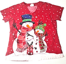 UA Scrubs Winter/Christmas Snowman Snowwoman Women's Size Large with Pockets