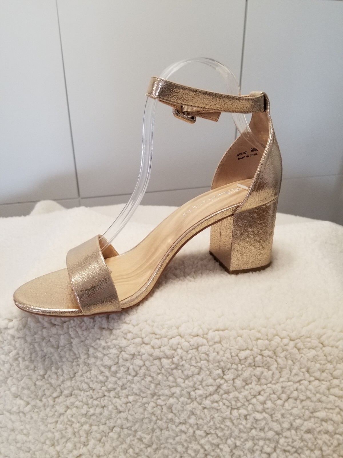 CL by Laundry Jody Gold Metallic Ankle Strap Heels Women's Size 9 M