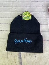 Rick and Morty Embroidered Logo Licensed Knit Cuff Beanie Hat Cap Adult Black