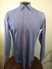 Hugo Boss Blue Button Down Shirt Mens 15.5 32/33 Checkered regular fit LS