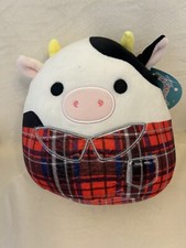 Squishmallows 7" Connor the Cow Flannel Fall Plaid Harvest 2022 NWT