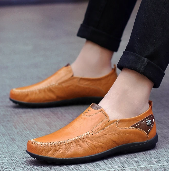 mocassin chaussure en cuir authentique homme décontracté noir marron caramel été - Photo 4/4