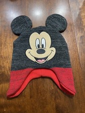 Disney Mickey Mouse Boys Winter Hat Beanie Cap Kids Toddlers Red Black 2T-5T