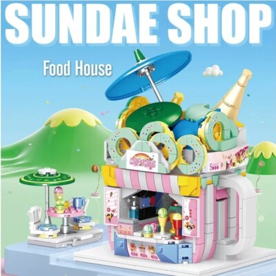  Bausteine Spielzeug Lebensmittelgeschäft Steine 713 Teile SUNDAE Laden Architektur Modelle 