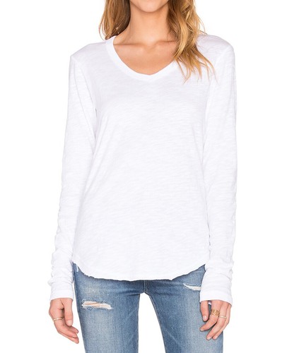 WILT WHITE SLUB SHRUNKEN V-NECK LONG SLEEVE SHIRT TOP SIZE XS | eBay